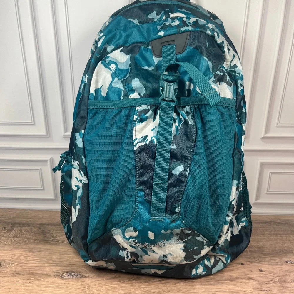 Eddie Bauer Stowaway 30L Backpack Teal Blue Camo Packable Lightweight